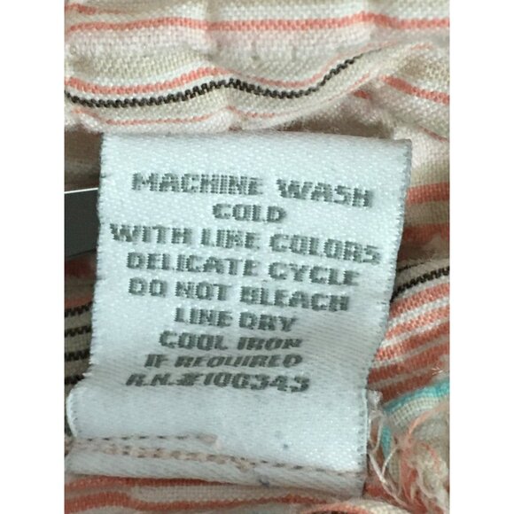 Dressbarn Womens Top Size 1X Pink White Green Striped Button Up Blouse V neck - Picture 12 of 14